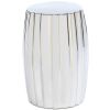 Accent Plus Dramatic Silver Ceramic Stool or Side Table