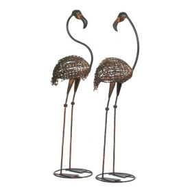 Accent Plus Cast Iron Flamingo Yard Art Pair