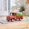 Accent Plus Metal Red Truck Planter with Solar-Powered Headlights