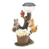 Summerfield Terrace Climbing Cats with Bird Solar Garden Light with Flower Pot