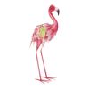 Summerfield Terrace Solar Light-Up Pink and White Metal Flamingo Garden Decor