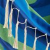 Accent Plus Hammock Chair with Tassel Fringe - Blue and Green Stripes