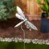 Accent Plus Mixed Pattern Metal Dragonfly Garden Stake - 39 inches