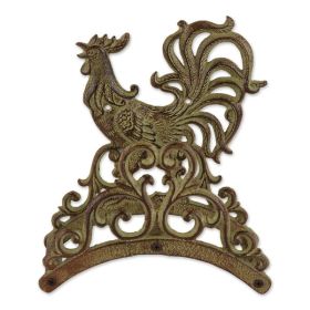 Accent Plus Cast Iron Rooster Design Hose Caddy