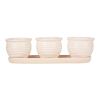 Accent Plus Ceramic Mini Planter Set - Ivory Round