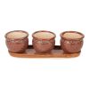 Accent Plus Ceramic Mini Planter Set - Brown Round