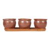 Accent Plus Ceramic Mini Planter Set - Brown Round