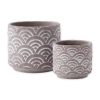 Accent Plus Cement Flower Pot Set - Taupe Scallop Design