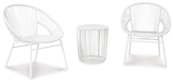 Ashley Mandarin White Casual Cape Outdoor Table and Chairs (Set of 3) P312-050