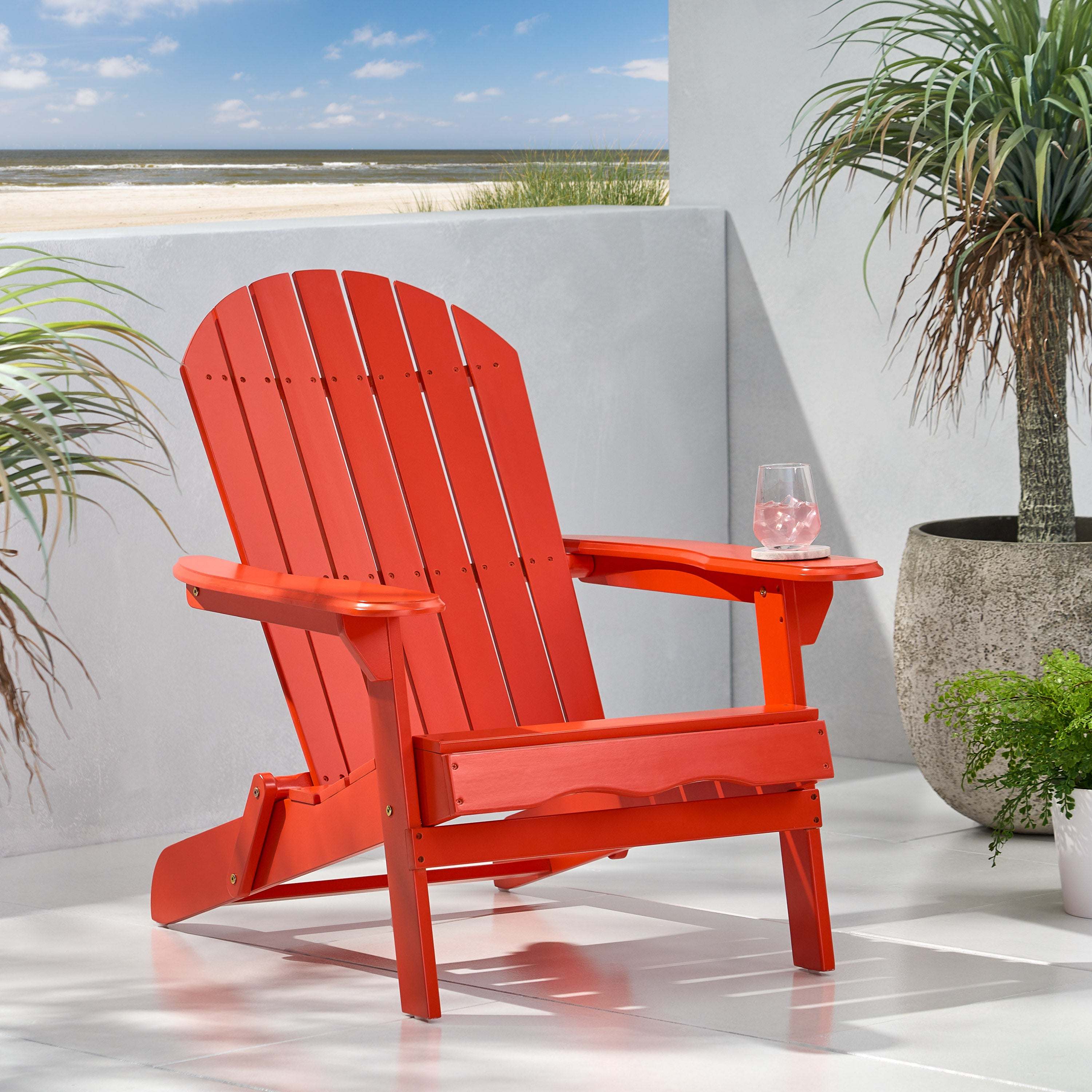 Cartagena Outdoor Acacia Wood Adirondack RED Chair