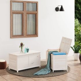Patio Cushion Box White 39.4"x19.7"x22" Solid Wood Fir