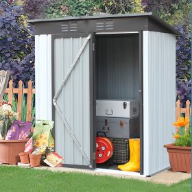 5 X 3 Ft Outdoor Storage Shed;  Galvanized Metal Garden Shed With Lockable Doors;  Tool Storage Shed