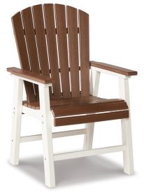 Ashley Genesis Brown/White Contemporary Bay Outdoor Dining Arm Chair (Set of 2) P212-601A