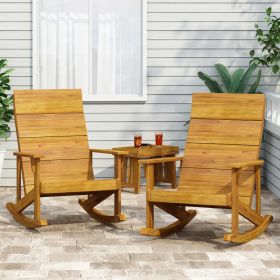 Wooden Outdoor Rocking Chair Adirondack Teak finish (Set of 2)