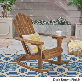 Acacia Wooden Outdoor Rocking Chair Adirondack Dark Brown Rocking Chair