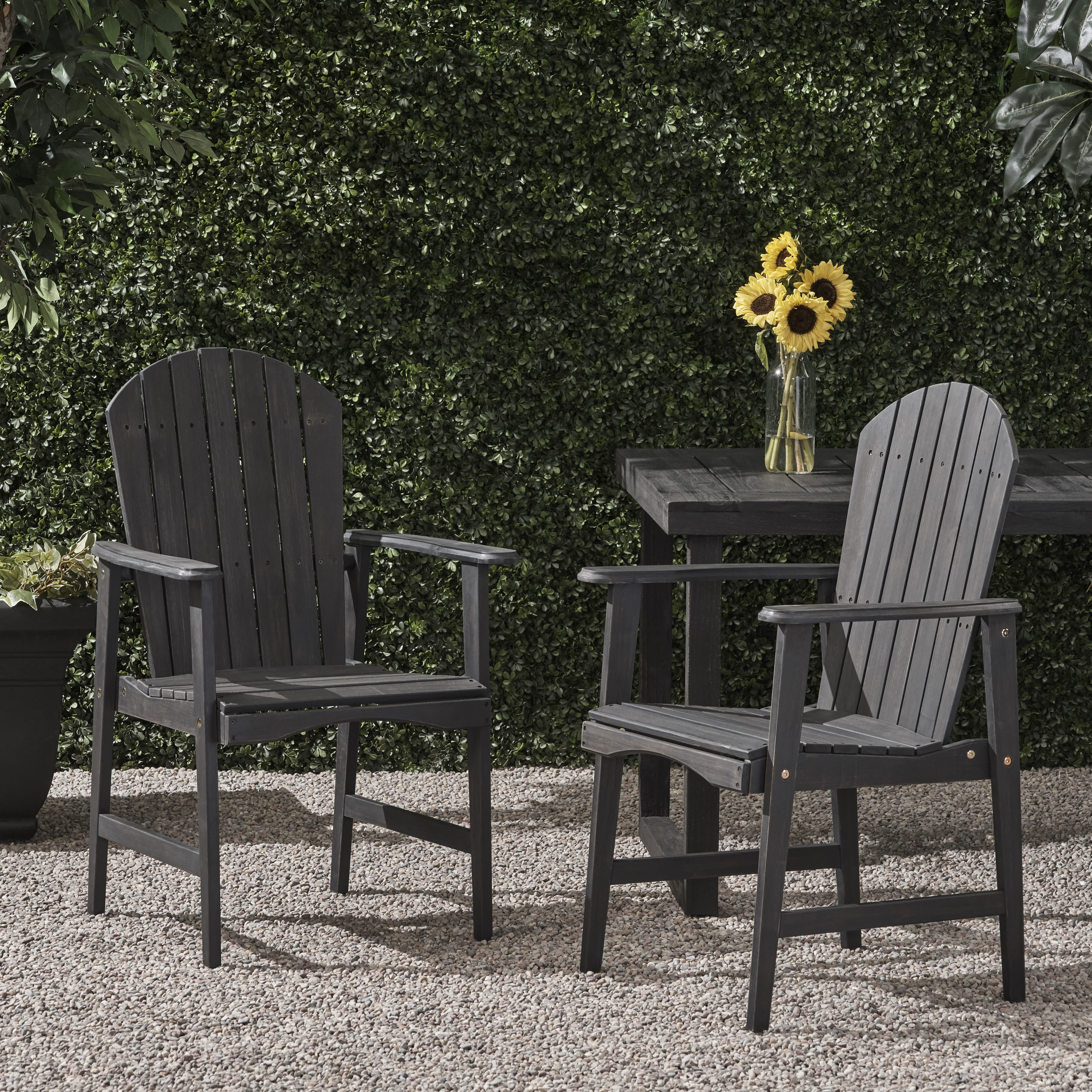 Gray outdoor ADIRONDACK solid wood lounge chair can be used as an outdoor dining chair(Set of 2)