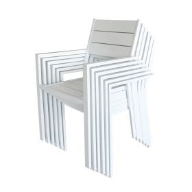 Outdoor Patio Dining Chair Set of 6 Modern Aluminum Stackable Chairs Dining Chair Powder-Coated Weather-Resistant No Assembly