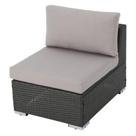 Francisco Outdoor Wicker Sectional Sofa Seat with Cushions Gray