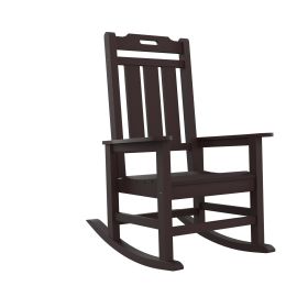 Presidential Rocking Chair HDPE Rocking Chair Fade-Resistant Porch Rocker Chair; All Weather Waterproof for Balcony/Beach/Pool Brown