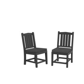 HDPE Dining Chair; Gray; With Cushion; No Armrest; Set of 2