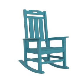 Presidential Rocking Chair HDPE Rocking Chair Fade-Resistant Porch Rocker Chair; All Weather Waterproof for Balcony/Beach/Pool ; Blue