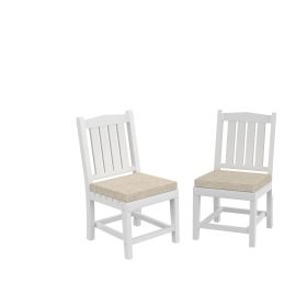 HDPE Dining Chair; White; With Cushion; No Armrest; Set of 2