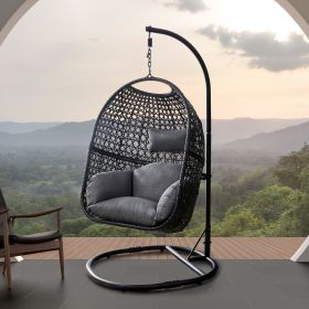 Nest Balcony Hanging Chair; 300 LBS Capacity for Home; 37.4x41.34x76.77 (Grey)