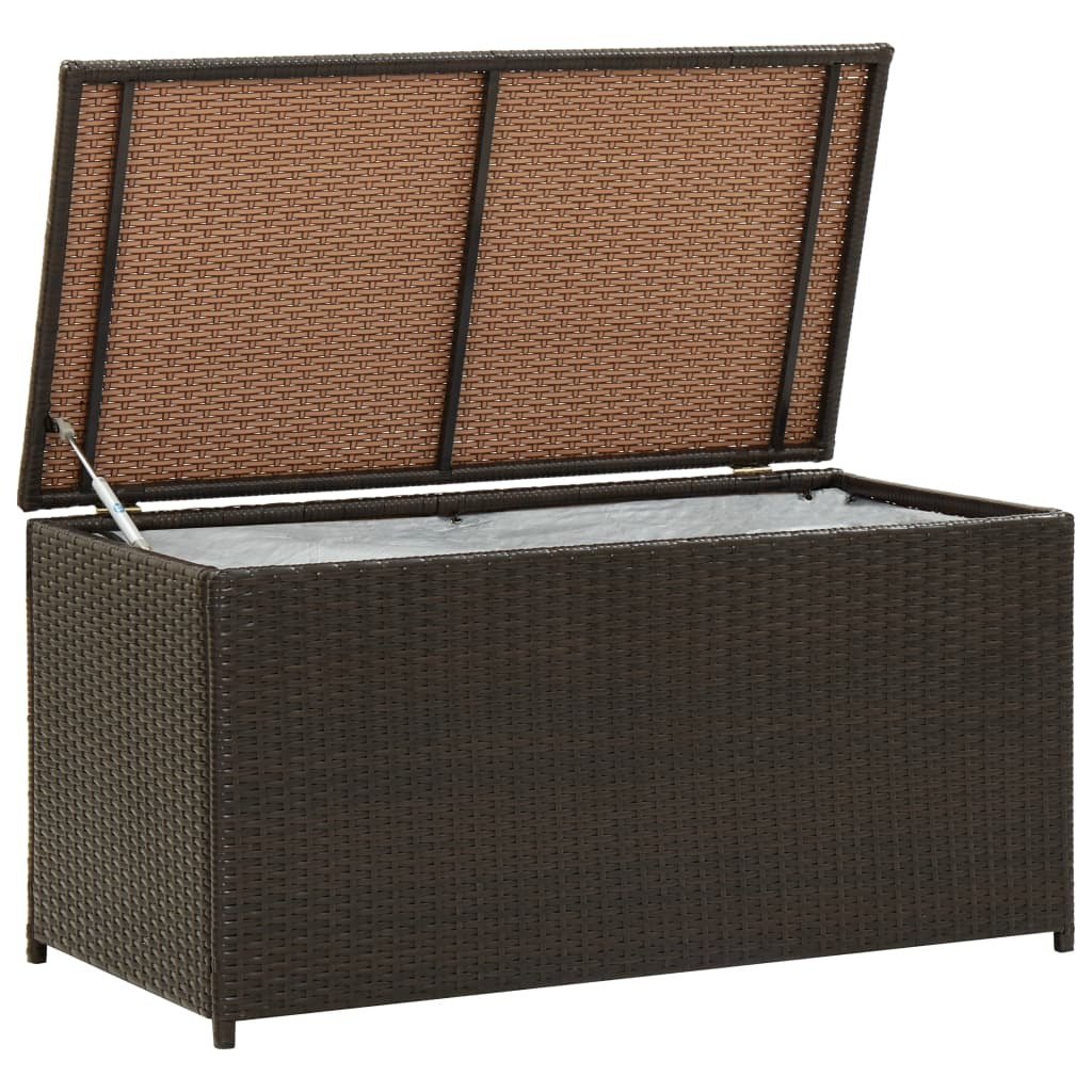 vidaXL Patio Storage Box Poly Rattan 39.3"x19.6"x19.6" Brown