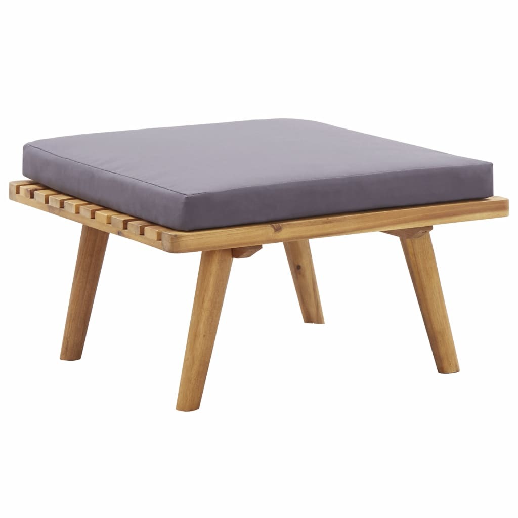 vidaXL Patio Footstool with Cushion 23.6"x23.6"x11.4" Solid Acacia Wood