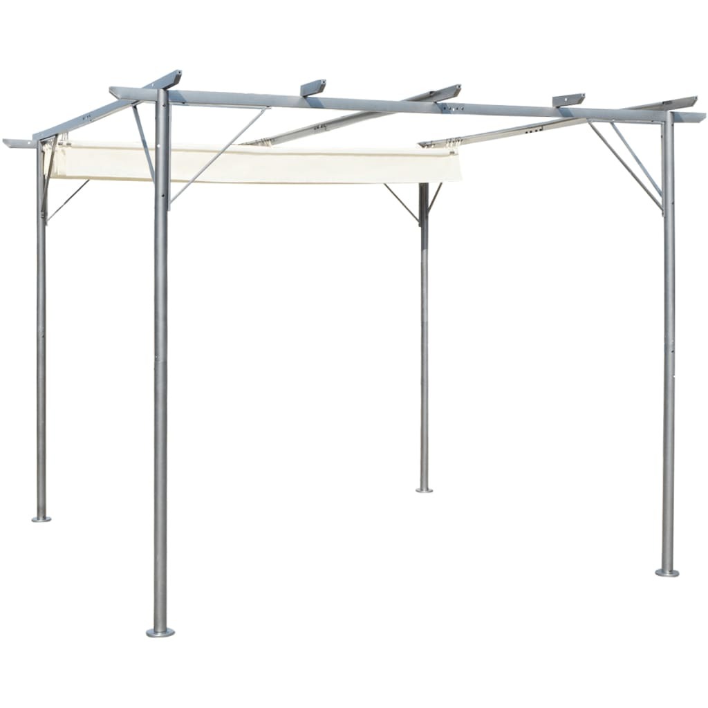 vidaXL Pergola with Retractable Roof Cream White 9.8'x9.8' Steel