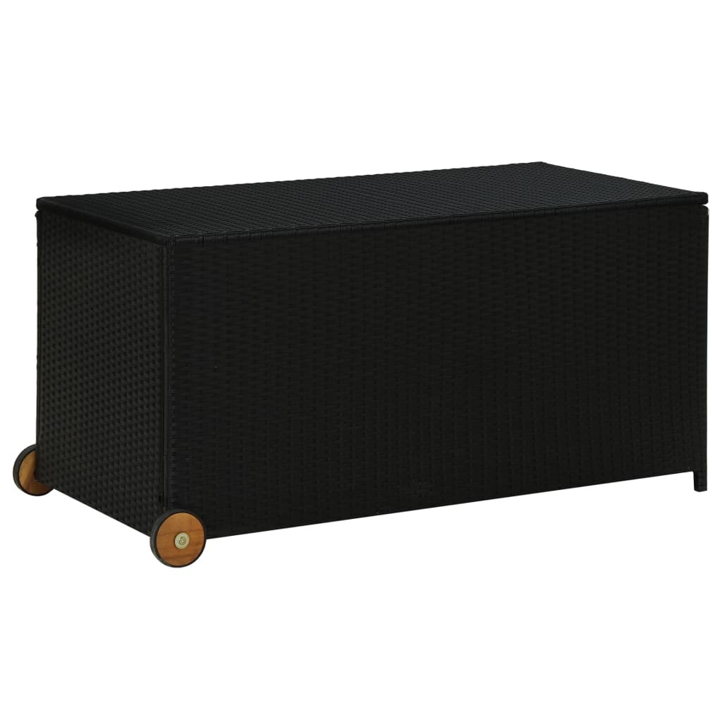 vidaXL Patio Storage Box Black 47.2"x25.6"x24" Poly Rattan