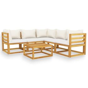 vidaXL 6 Piece Patio Lounge Set with Cushion Cream Solid Acacia Wood