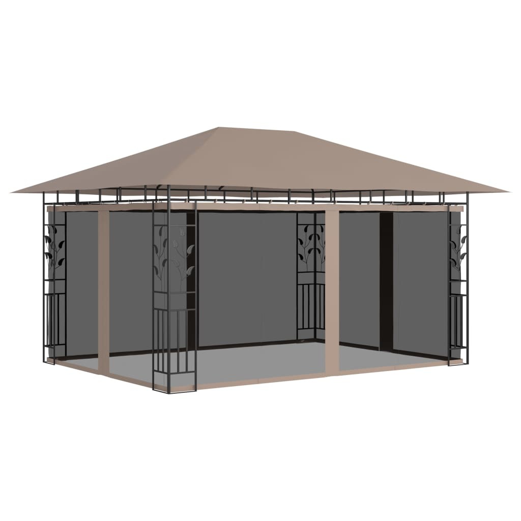 vidaXL Gazebo with Mosquito Net 13.1'x9.8'x9' Taupe 0.6 oz/ftÂ²