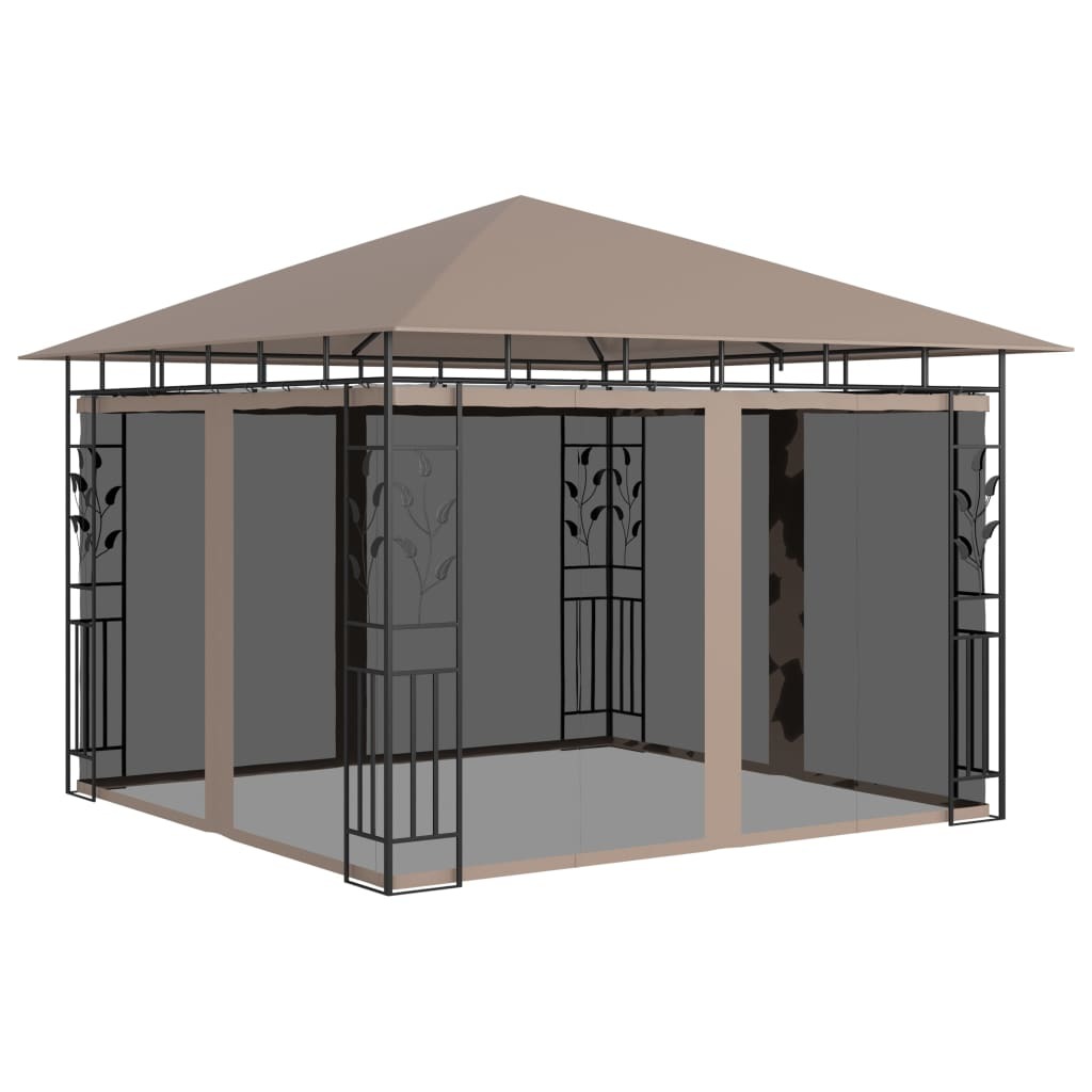 vidaXL Gazebo with Mosquito Net 9.8'x9.8'x9' Taupe 0.6 oz/ftÂ²