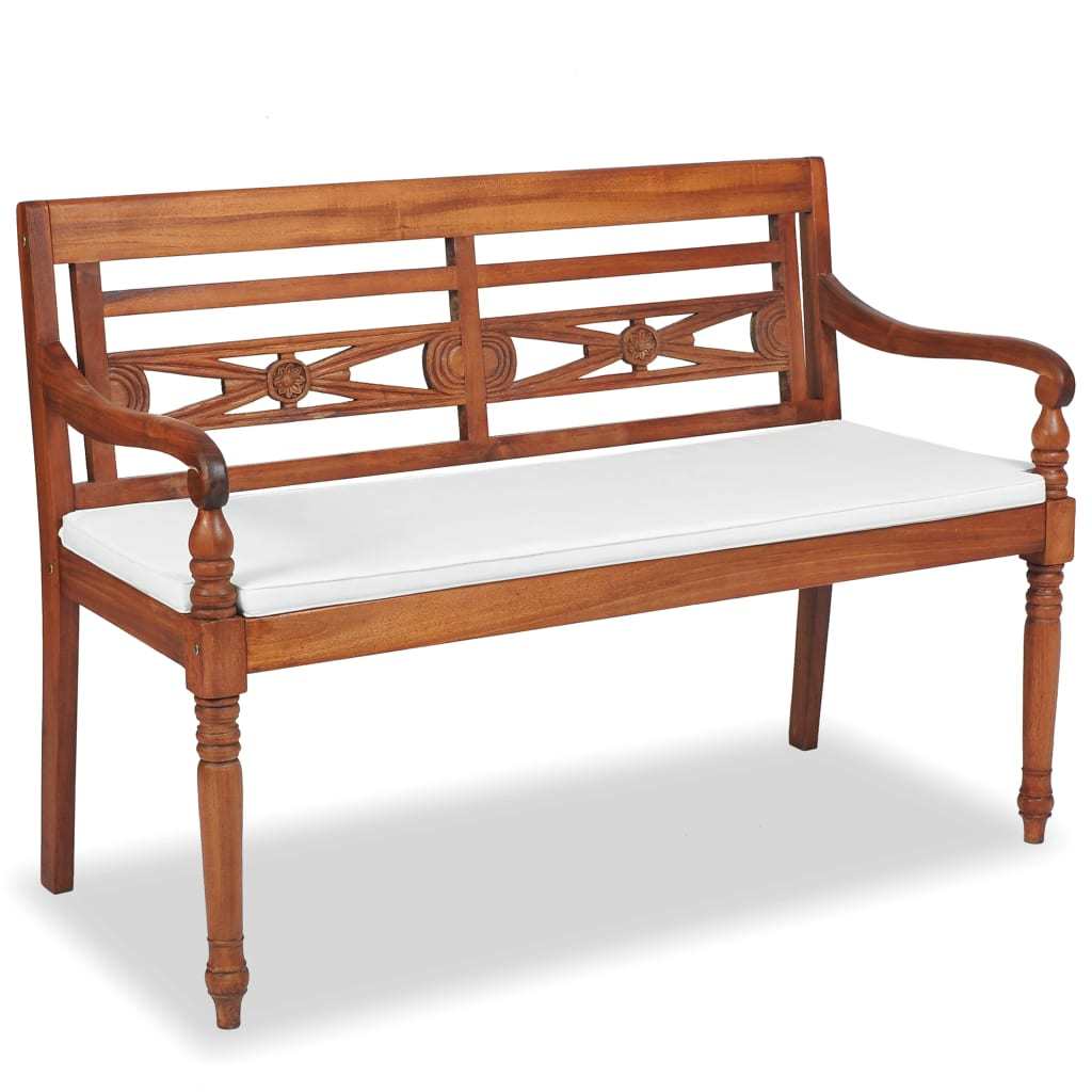 vidaXL Batavia Bench with Cushions 47.2" Teak