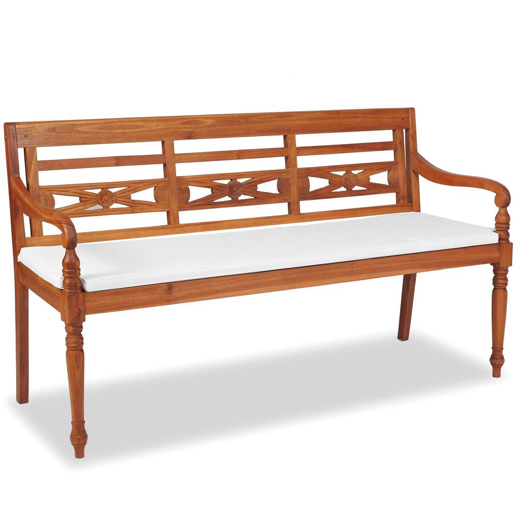 vidaXL Batavia Bench with Cushions 59.1" Teak