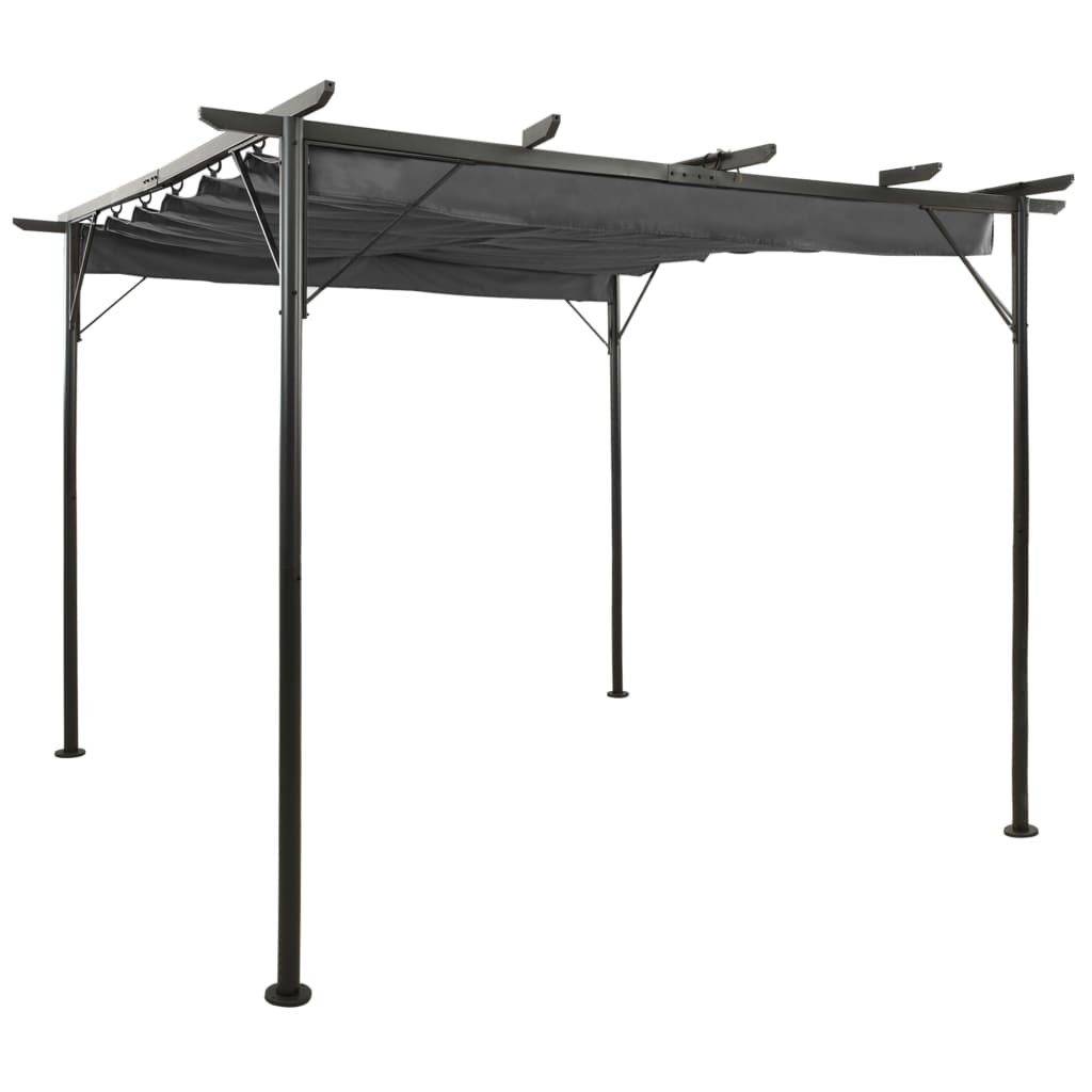 vidaXL Pergola with Retractable Roof Anthracite 9.8'x9.8' Steel 0.6 oz/ftÂ²