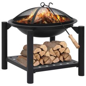 vidaXL Fire Pit with Poker 21.3"x21.3"x21.7" Steel