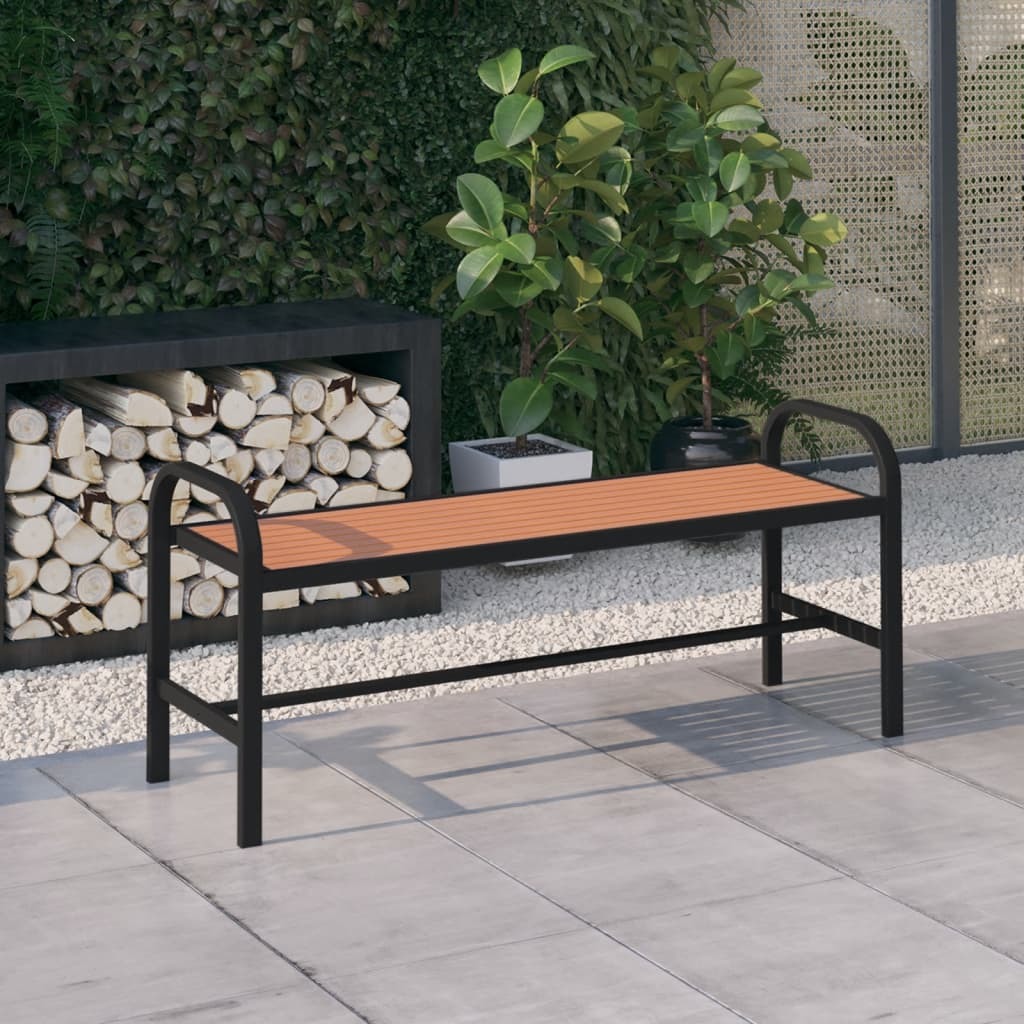 vidaXL Patio Bench 49" Steel and WPC Brown and Black