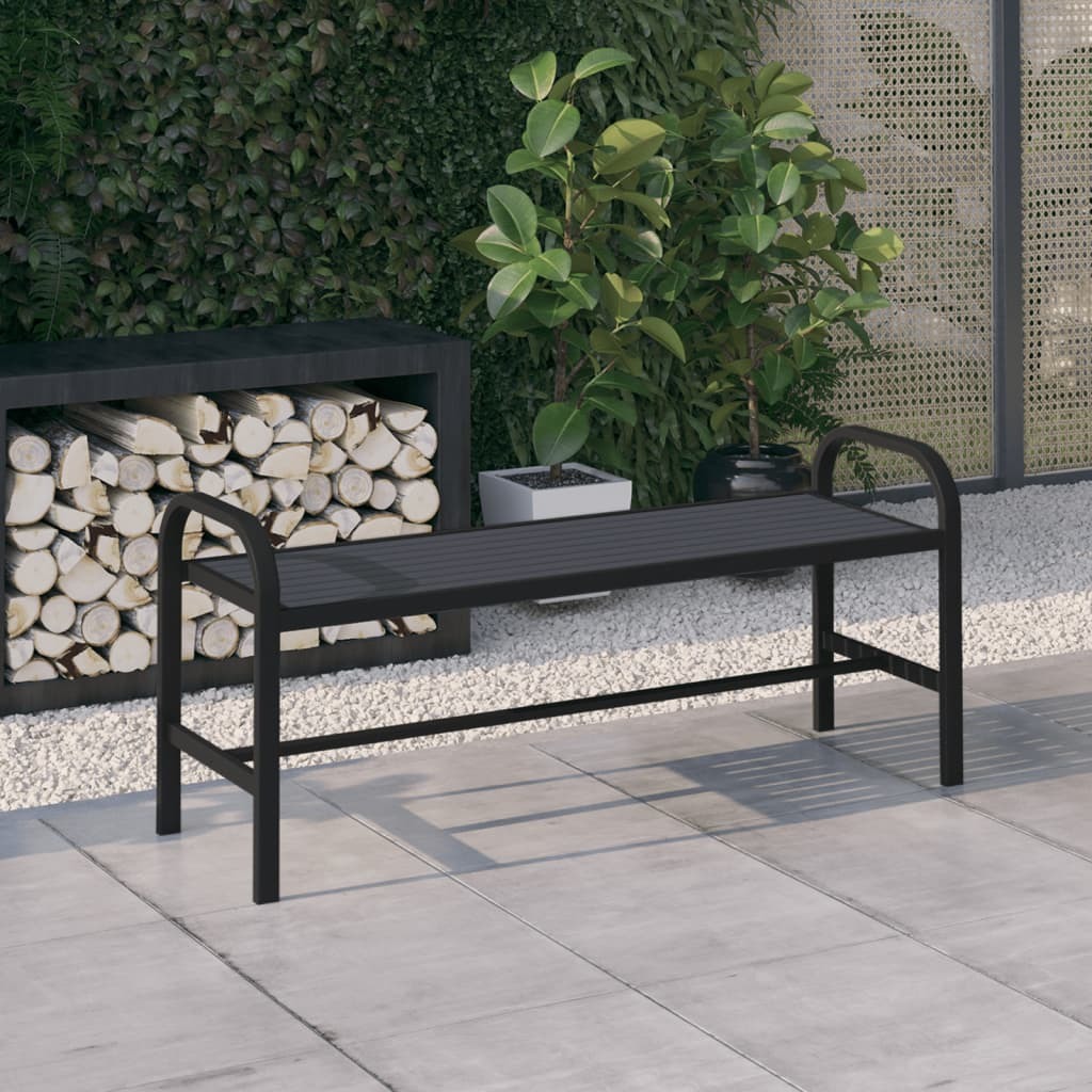 vidaXL Patio Bench 49" Steel and WPC Black