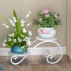 2-Tier Metal Plant Stand Storage Rack Shelf Flower Pot Holder Display Shelf