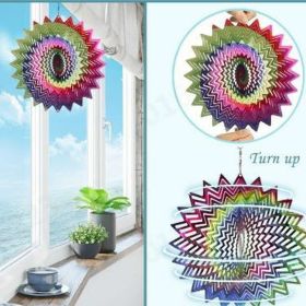 2022 Hot spot 8-inch 3D stainless steel metal rotary wind chime home garden decoration wind pendant (colour: 02 Whirlpool Colorful)