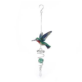 2022 Hot spot 8-inch 3D stainless steel metal rotary wind chime home garden decoration wind pendant (colour: Little colorful bird)