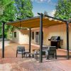 Outdoor Living  Outdoor Retractable Pergola with Weather-Resistant Canopy Aluminum Gar