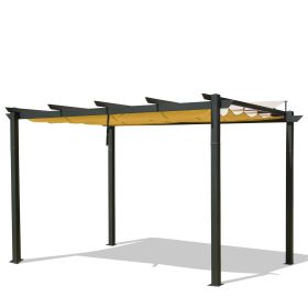 Outdoor Living  Outdoor Retractable Pergola with Weather-Resistant Canopy Aluminum Gar (Color: Dark Gray9'x13')