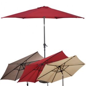 10 Feet Outdoor Patio Umbrella with Tilt Adjustment and Crank (Color: Wine)
