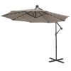 10 Feet Patio Solar Powered Cantilever Umbrella with Tilting System