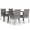 5 Piece Garden Dining Set Poly Rattan Gray