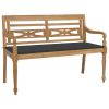 Batavia Bench with Anthracite Cushion 47.2" Solid Teak Wood