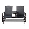 2-Person Outdoor Glider Bench;  Patio Glider Bench with Center Side Table;  Loveseat Glider Chair for Porch;  Garden;  Poolside;  Balcony